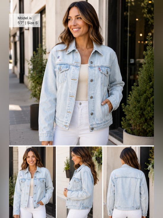 Levi's Jackets & Blazers - Levi’s Embroidered Light Wash Denim Jacket XL Classic Trucker Water<Less™